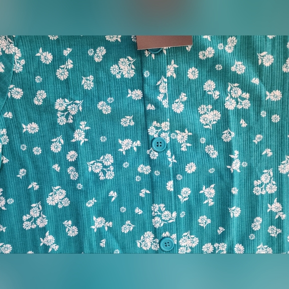 Art Class Teal blue/Green Floral Pullover Knit Kids Dress Size L 10-12 - Picture 13 of 15